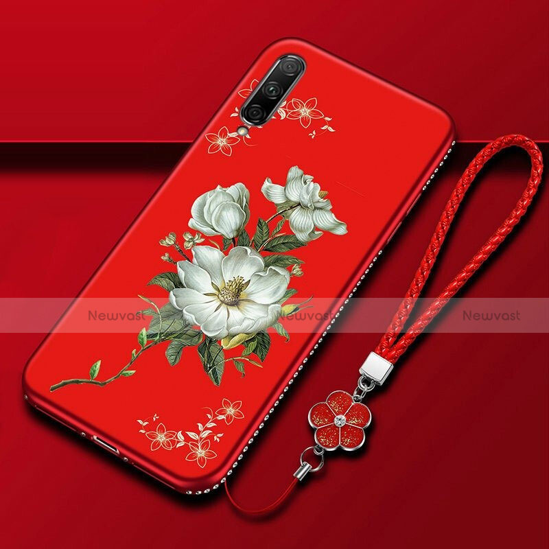 Silicone Candy Rubber Gel Flowers Soft Case Cover for Huawei Honor 9X Pro Red