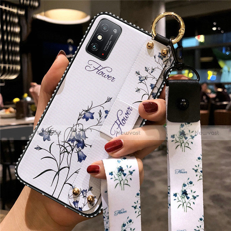 Silicone Candy Rubber Gel Flowers Soft Case Cover for Huawei Honor X10 Max 5G White