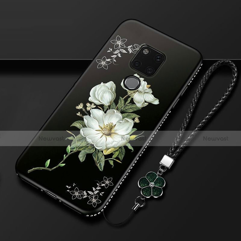 Silicone Candy Rubber Gel Flowers Soft Case Cover for Huawei Mate 20 X 5G White