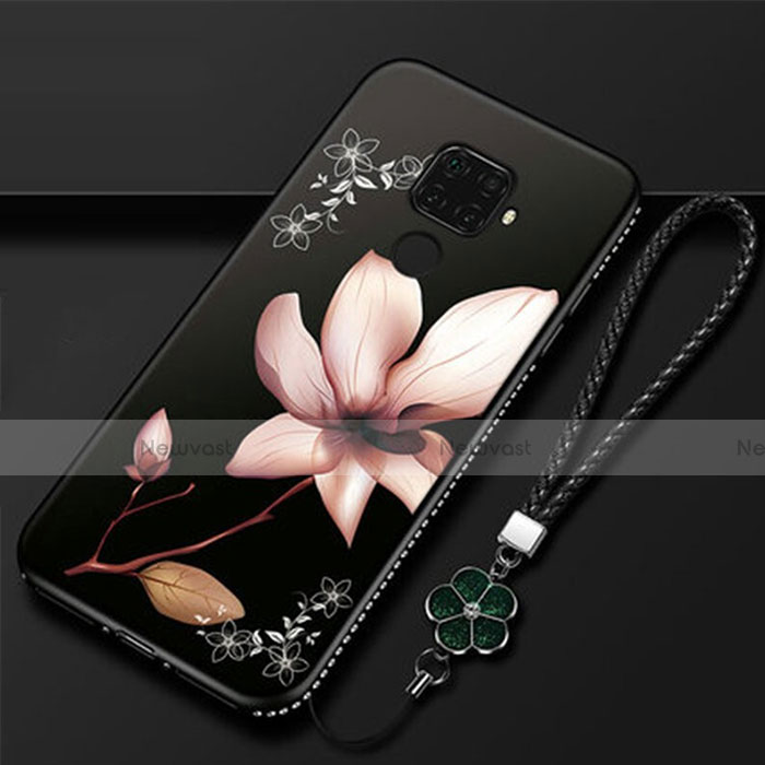 Silicone Candy Rubber Gel Flowers Soft Case Cover for Huawei Mate 30 Lite Brown