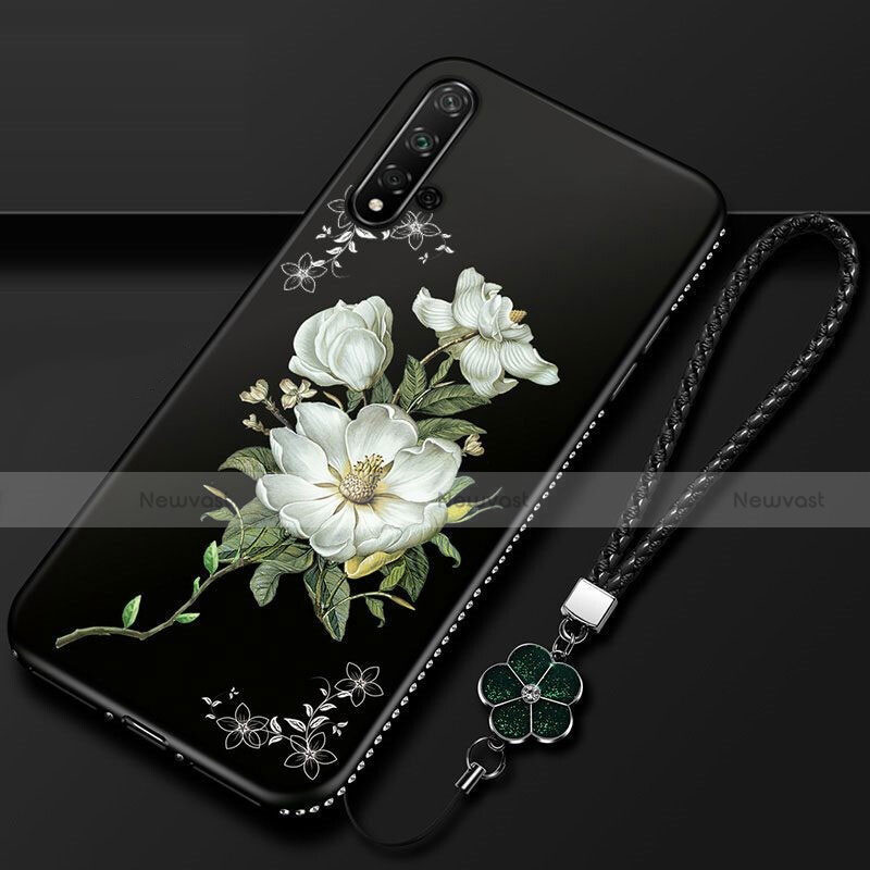 Silicone Candy Rubber Gel Flowers Soft Case Cover for Huawei Nova 5 Pro White