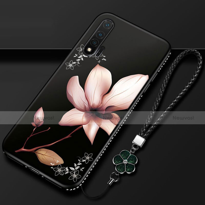 Silicone Candy Rubber Gel Flowers Soft Case Cover for Huawei Nova 6 Brown