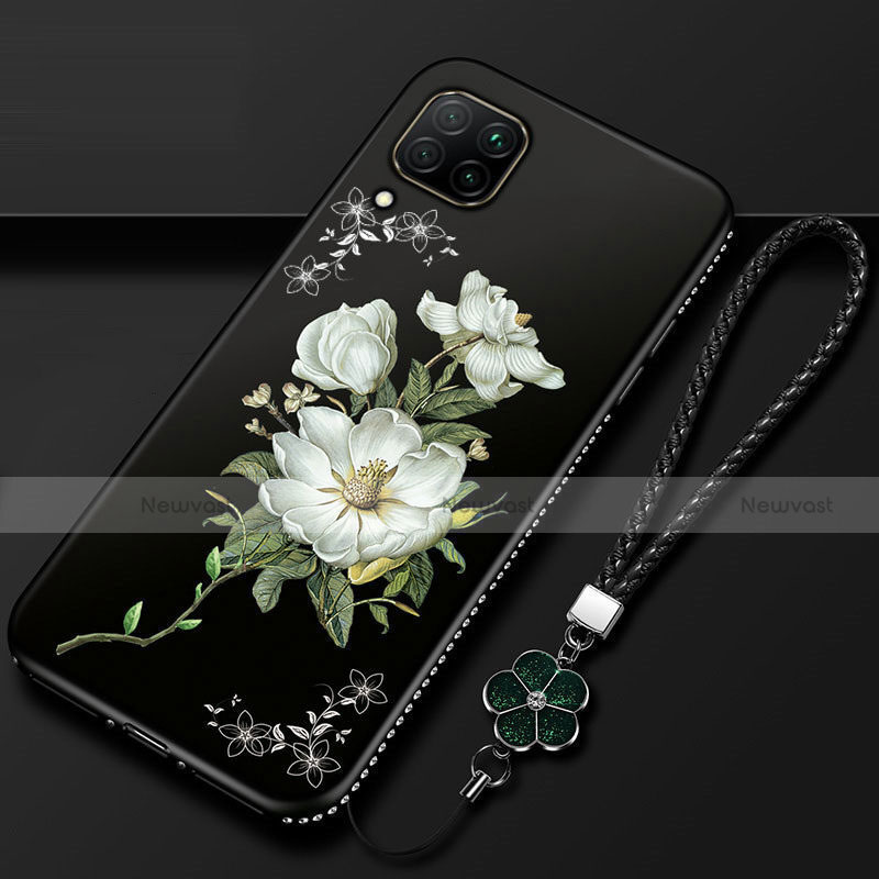 Silicone Candy Rubber Gel Flowers Soft Case Cover for Huawei Nova 6 SE White