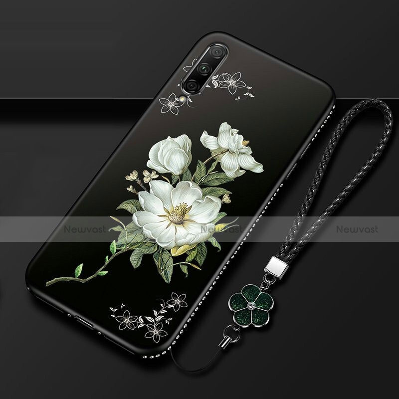 Silicone Candy Rubber Gel Flowers Soft Case Cover for Huawei P Smart Pro (2019) White