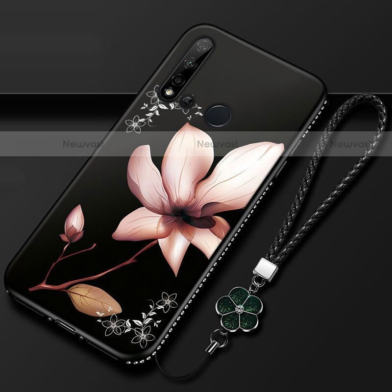 Silicone Candy Rubber Gel Flowers Soft Case Cover for Huawei P20 Lite (2019) Brown