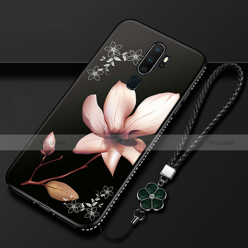 Silicone Candy Rubber Gel Flowers Soft Case Cover for Oppo A11 Brown