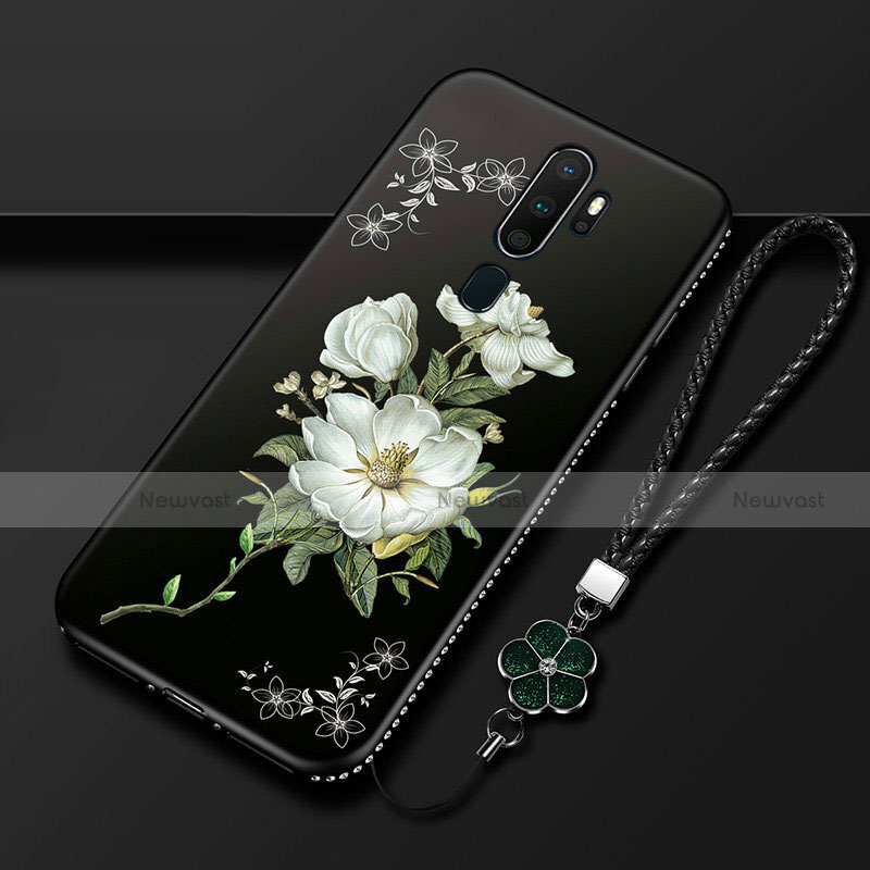 Silicone Candy Rubber Gel Flowers Soft Case Cover for Oppo A11 White