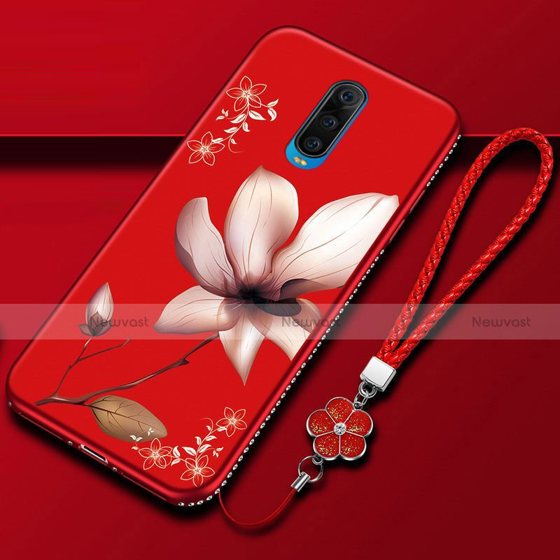 Silicone Candy Rubber Gel Flowers Soft Case Cover for Oppo R17 Pro Red