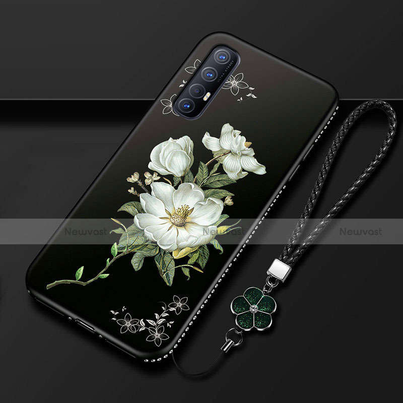 Silicone Candy Rubber Gel Flowers Soft Case Cover for Oppo Reno3 Pro White