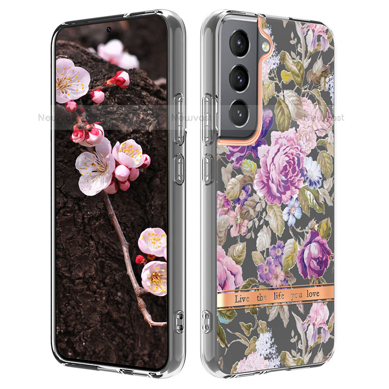 Silicone Candy Rubber Gel Flowers Soft Case Cover for Samsung Galaxy S23 Plus 5G Purple