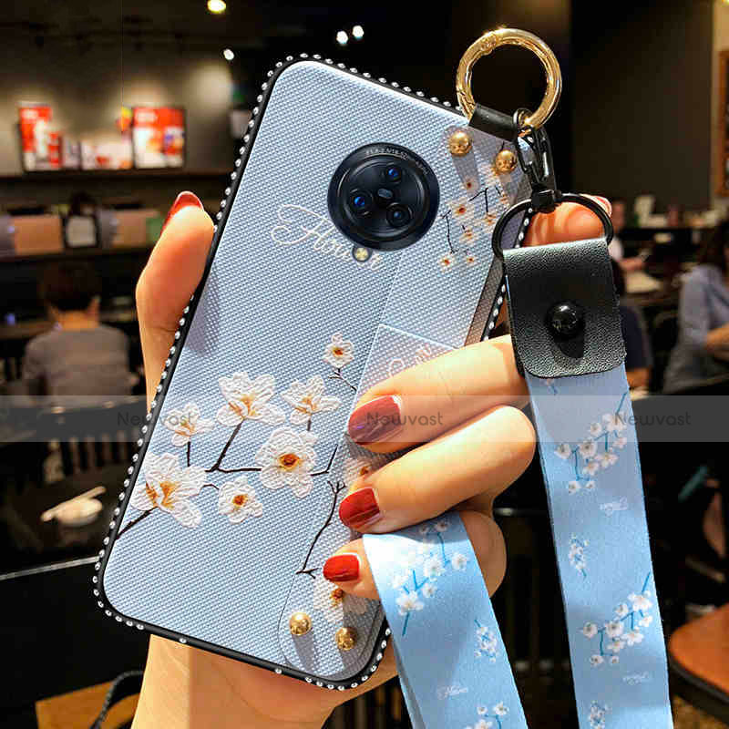 Silicone Candy Rubber Gel Flowers Soft Case Cover for Vivo Nex 3 5G Sky Blue