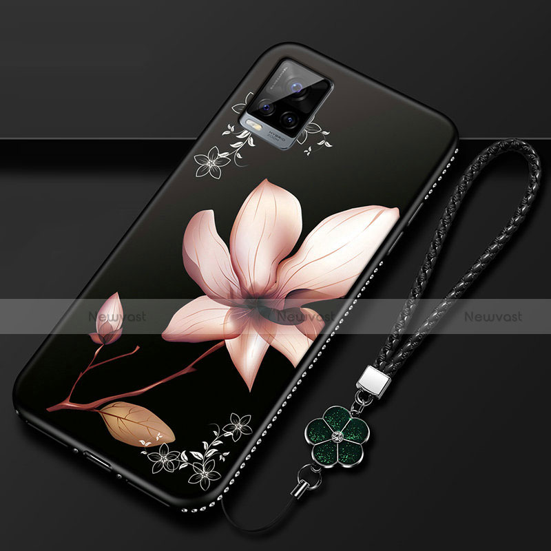 Silicone Candy Rubber Gel Flowers Soft Case Cover for Vivo V20 Pro 5G Brown