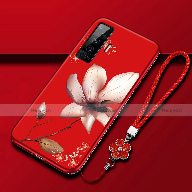 Silicone Candy Rubber Gel Flowers Soft Case Cover for Vivo X50 5G