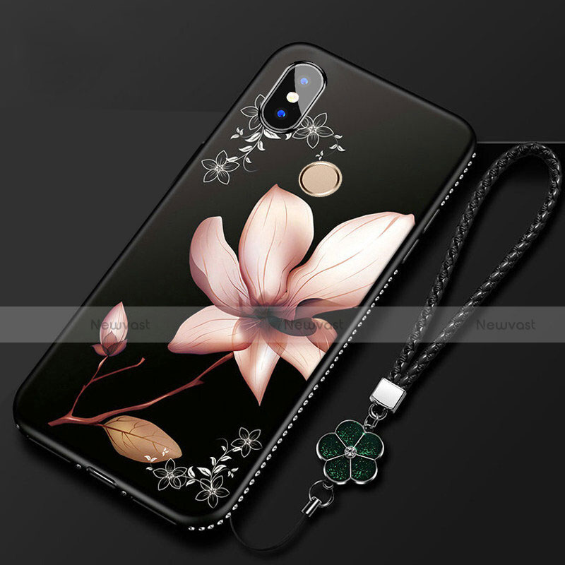 Silicone Candy Rubber Gel Flowers Soft Case Cover for Xiaomi Mi A2 Lite Black