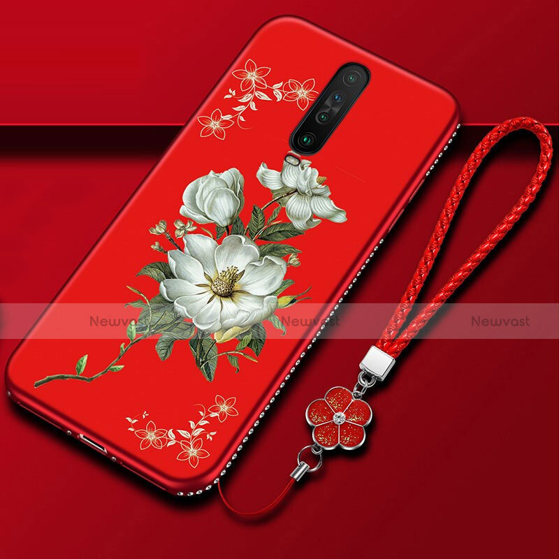 Silicone Candy Rubber Gel Flowers Soft Case Cover for Xiaomi Poco X2 Red