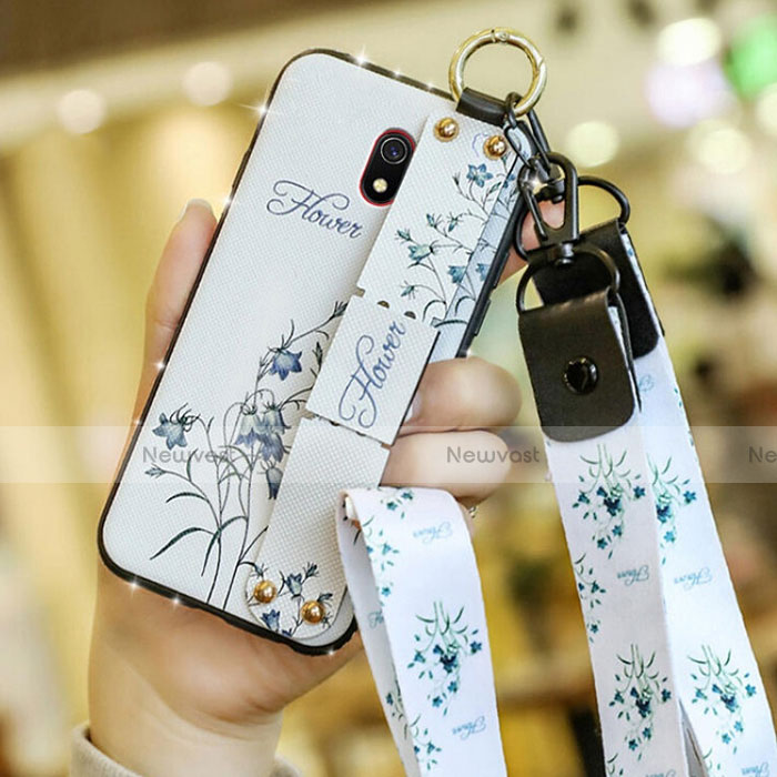 Silicone Candy Rubber Gel Flowers Soft Case Cover for Xiaomi Redmi 8A White