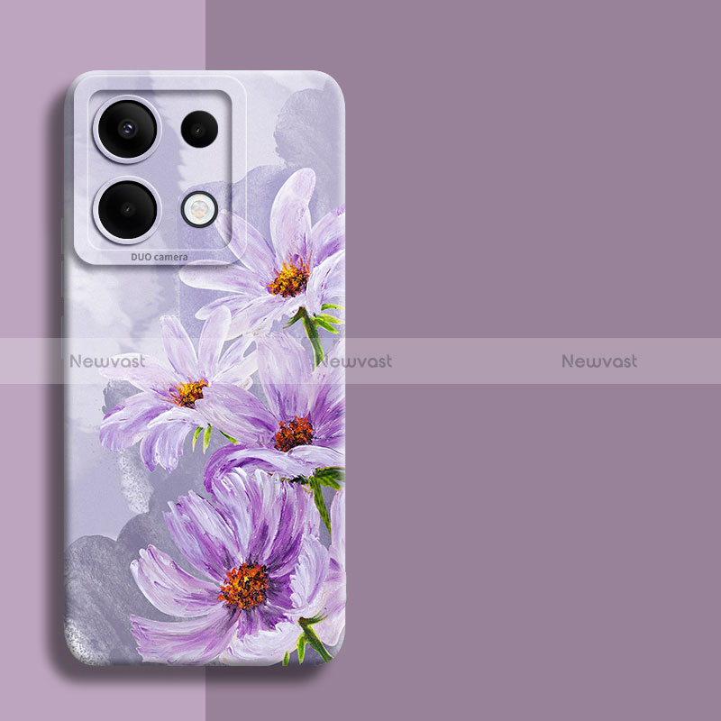 Silicone Candy Rubber Gel Flowers Soft Case Cover for Xiaomi Redmi Note 13 Pro 5G Clove Purple