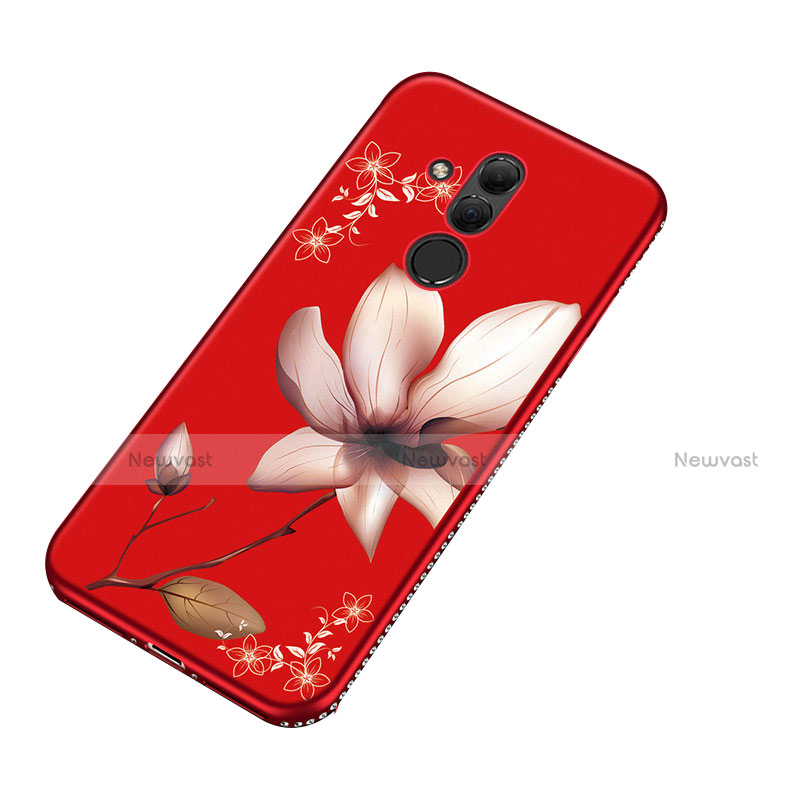 Silicone Candy Rubber Gel Flowers Soft Case Cover H01 for Huawei Mate 20 Lite Red