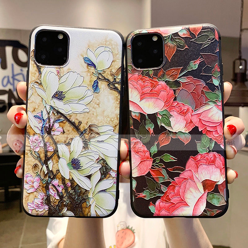 Silicone Candy Rubber Gel Flowers Soft Case Cover H12 for Apple iPhone 11 Pro