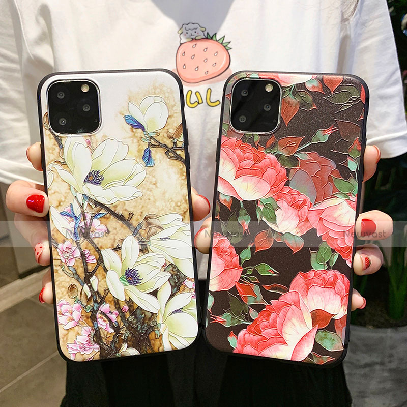 Silicone Candy Rubber Gel Flowers Soft Case Cover H12 for Apple iPhone 11 Pro Max