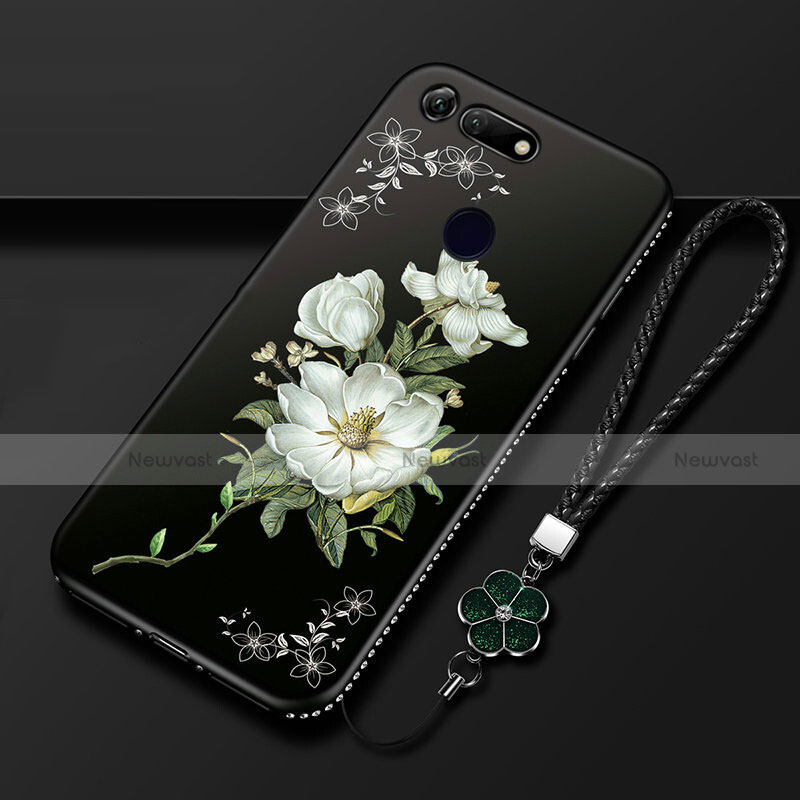 Silicone Candy Rubber Gel Flowers Soft Case Cover K01 for Huawei Honor View 20 White