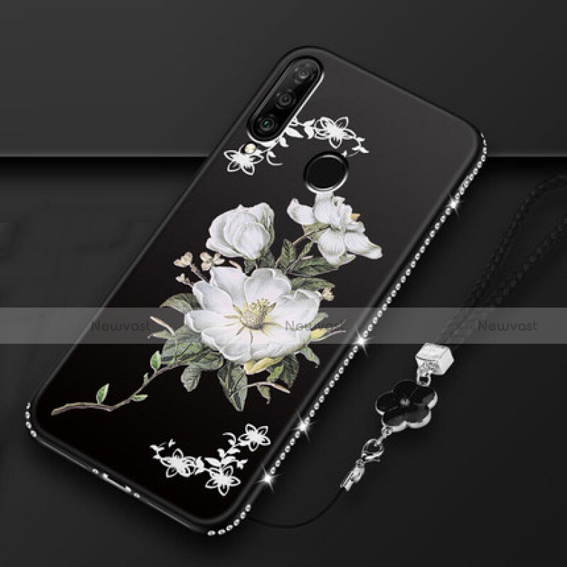 Silicone Candy Rubber Gel Flowers Soft Case Cover K01 for Huawei Nova 4e Black