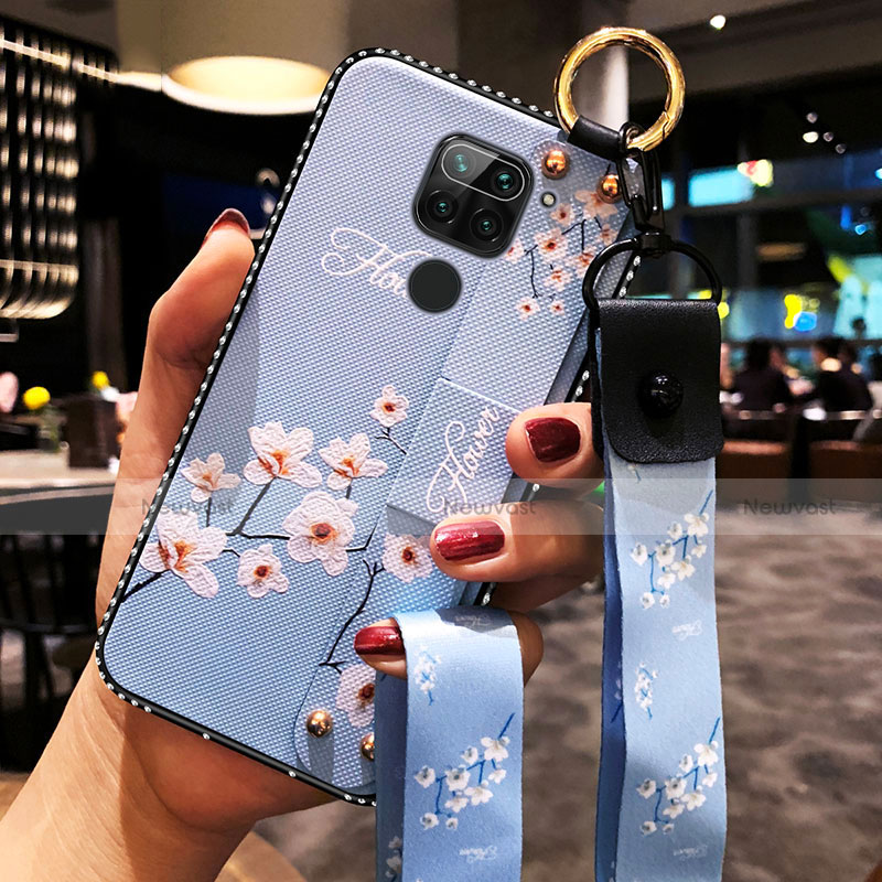 Silicone Candy Rubber Gel Flowers Soft Case Cover K01 for Xiaomi Redmi 10X 4G Sky Blue
