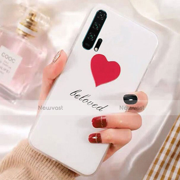 Silicone Candy Rubber Gel Flowers Soft Case Cover K02 for Huawei Honor 20 Pro Red