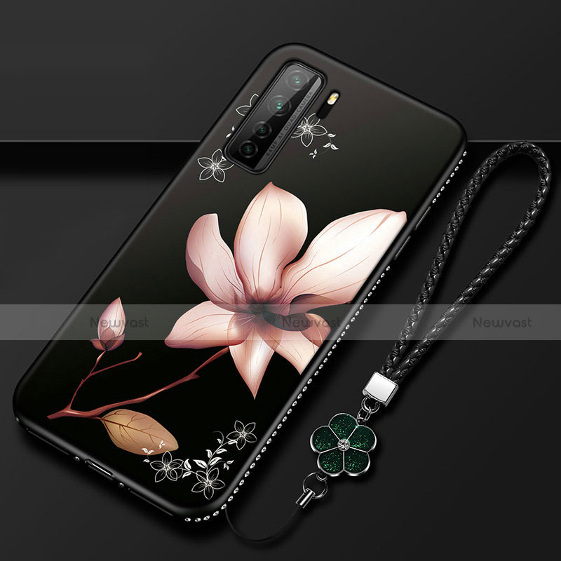 Silicone Candy Rubber Gel Flowers Soft Case Cover K02 for Huawei Nova 7 SE 5G Brown