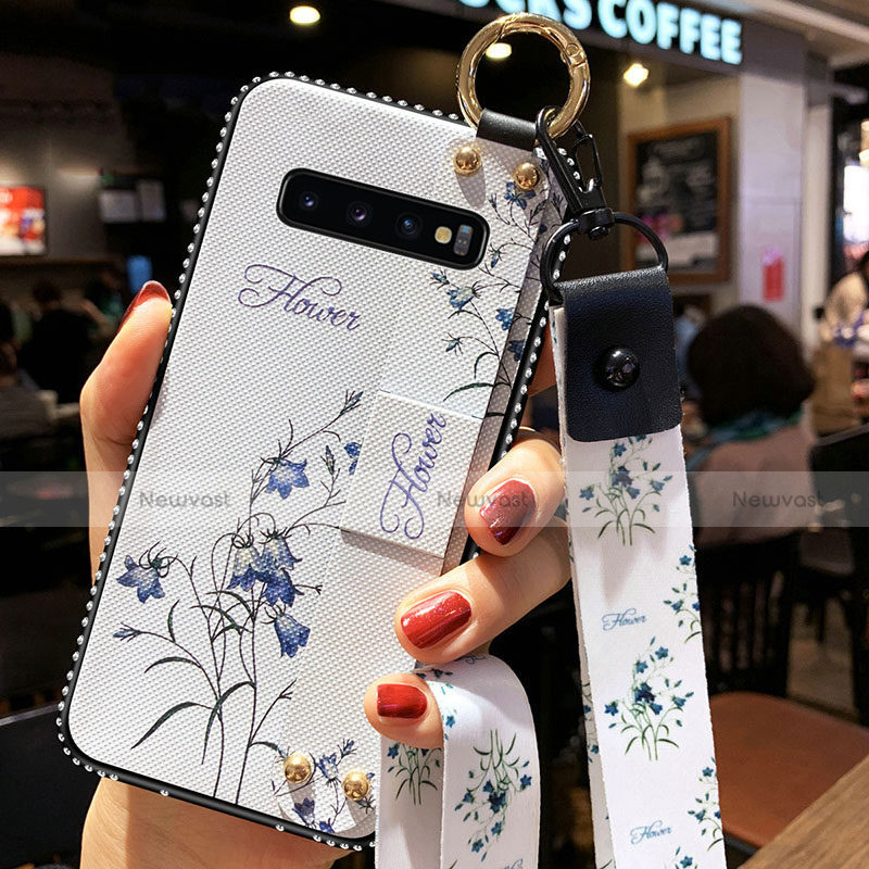 Silicone Candy Rubber Gel Flowers Soft Case Cover K02 for Samsung Galaxy S10 5G White