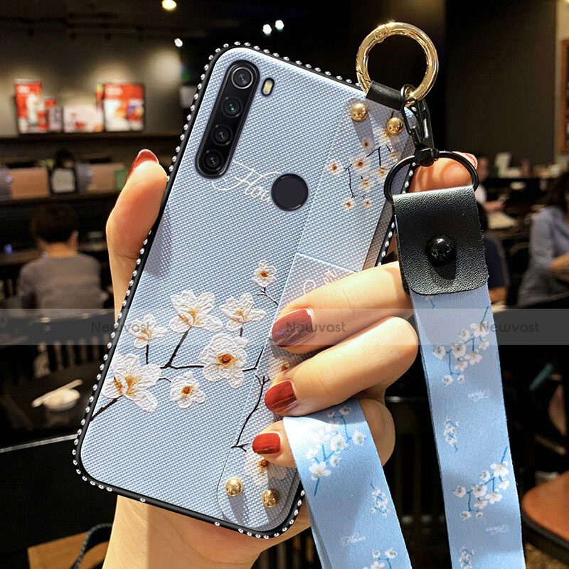 Silicone Candy Rubber Gel Flowers Soft Case Cover K02 for Xiaomi Redmi Note 8T Sky Blue