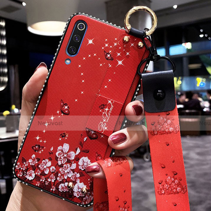 Silicone Candy Rubber Gel Flowers Soft Case Cover K05 for Xiaomi Mi A3 Red