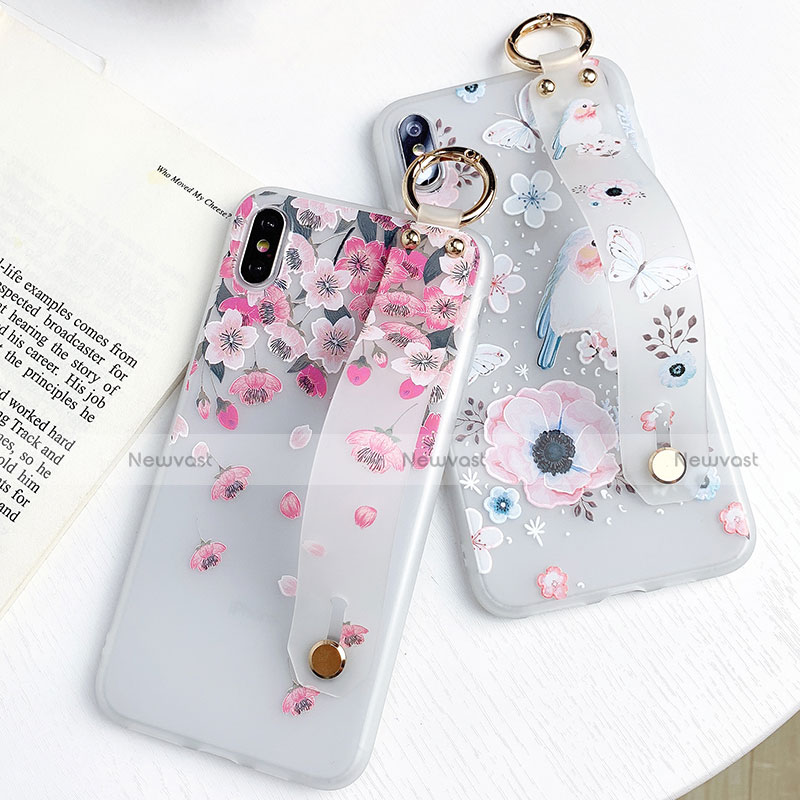 Silicone Candy Rubber Gel Flowers Soft Case Cover S01 for Apple iPhone Xs