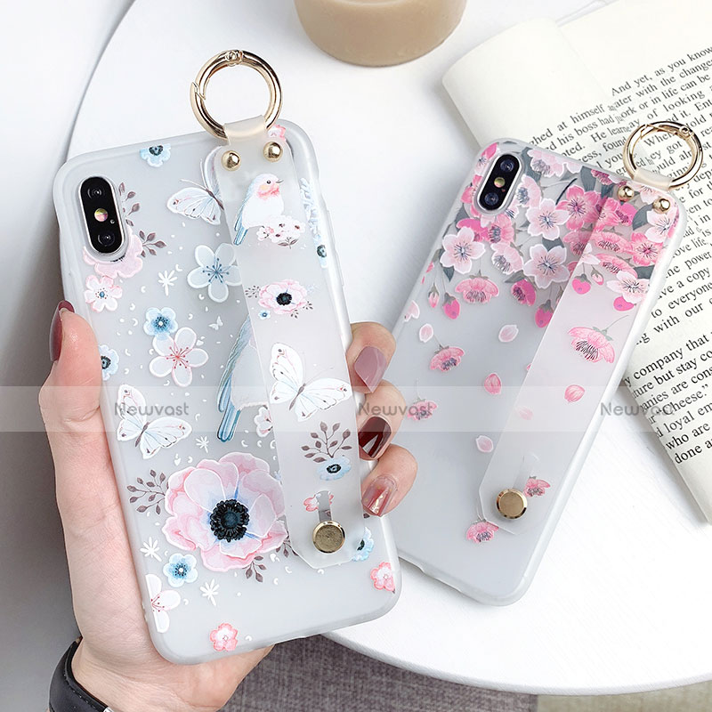 Silicone Candy Rubber Gel Flowers Soft Case Cover S01 for Apple iPhone Xs