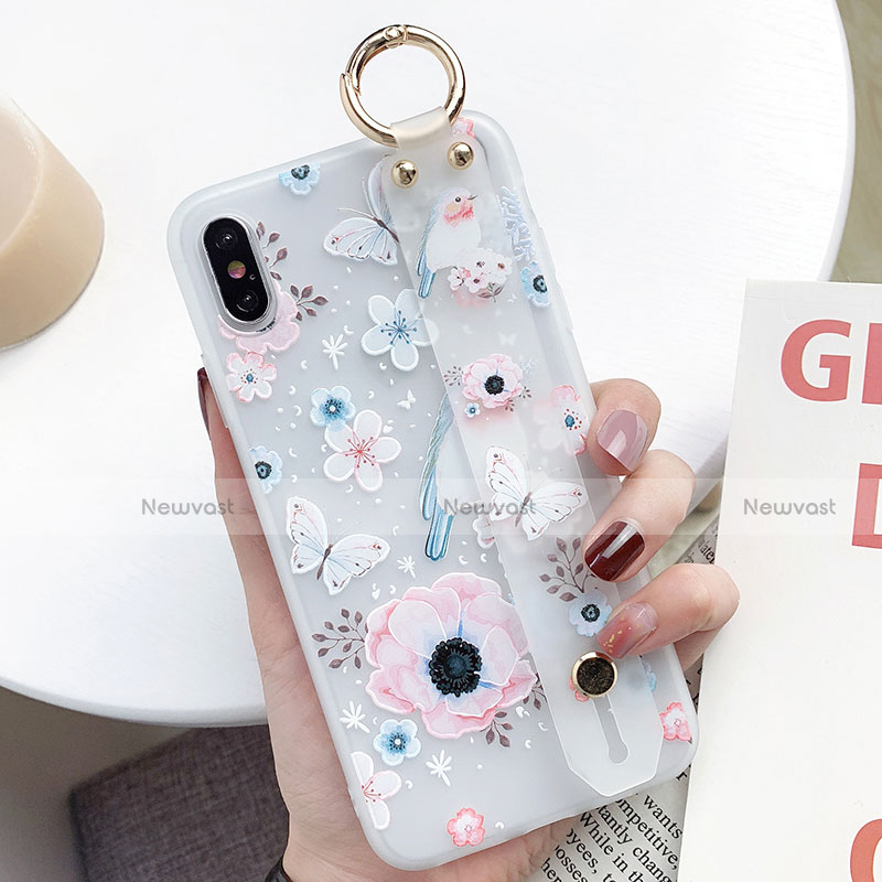 Silicone Candy Rubber Gel Flowers Soft Case Cover S01 for Apple iPhone Xs