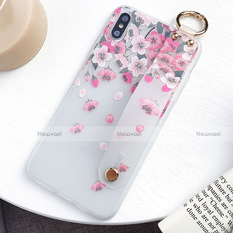 Silicone Candy Rubber Gel Flowers Soft Case Cover S01 for Apple iPhone Xs