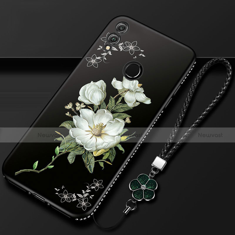 Silicone Candy Rubber Gel Flowers Soft Case Cover S01 for Huawei Honor 10 Lite Black