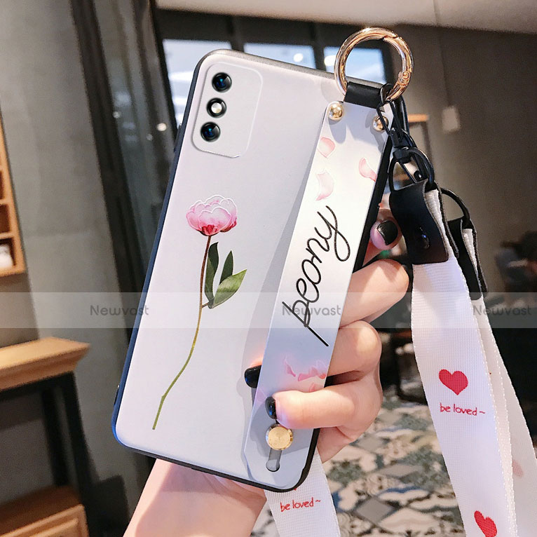 Silicone Candy Rubber Gel Flowers Soft Case Cover S01 for Huawei Honor X10 Max 5G White