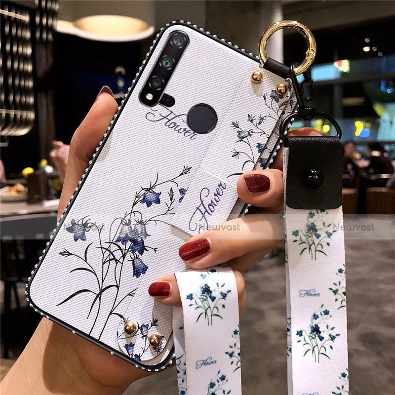 Silicone Candy Rubber Gel Flowers Soft Case Cover S01 for Huawei Nova 5i White