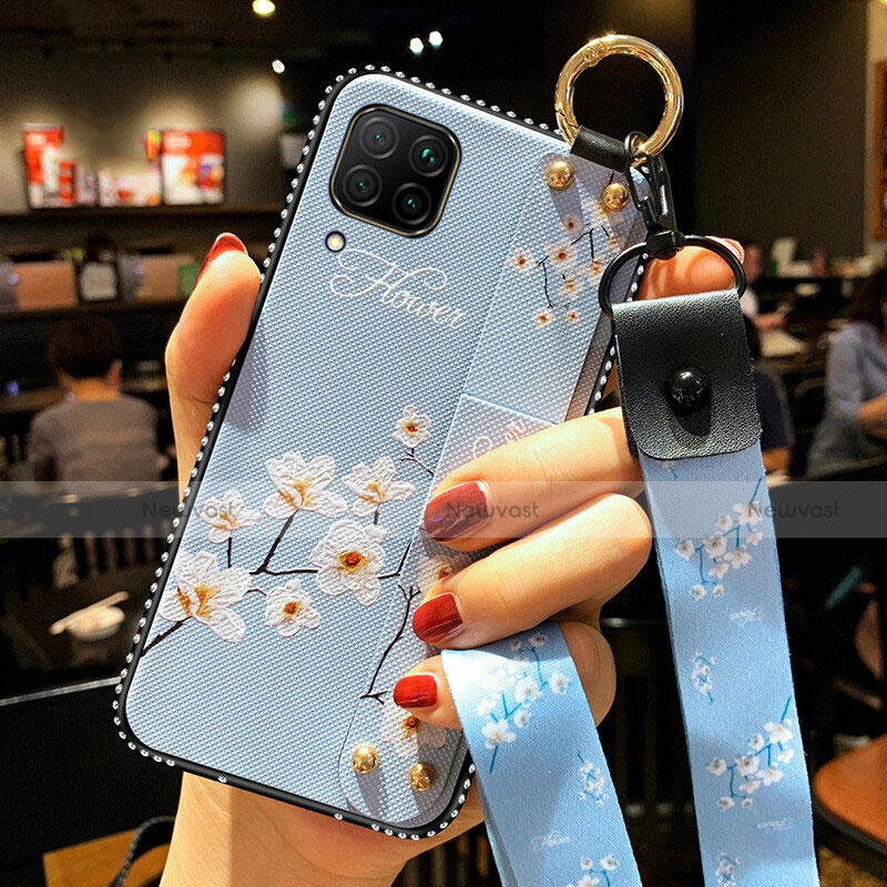 Silicone Candy Rubber Gel Flowers Soft Case Cover S01 for Huawei Nova 6 SE Sky Blue