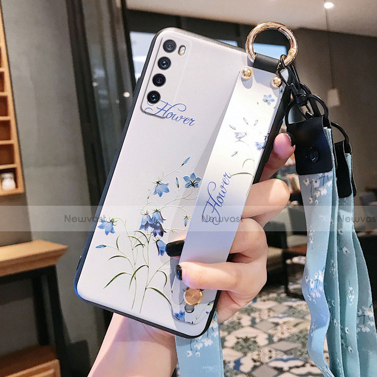 Silicone Candy Rubber Gel Flowers Soft Case Cover S01 for Huawei Nova 7 5G White