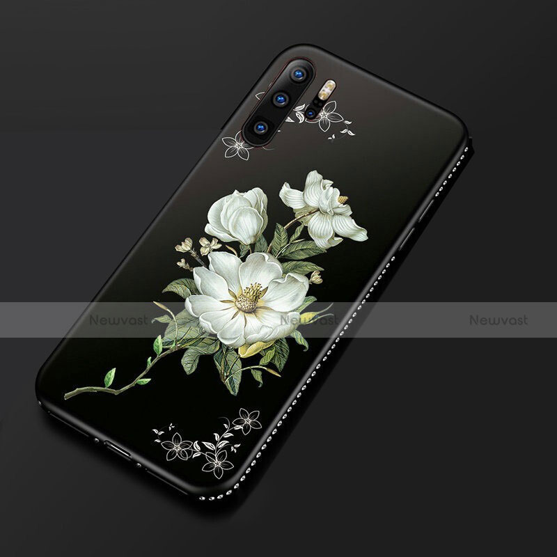 Silicone Candy Rubber Gel Flowers Soft Case Cover S01 for Huawei P30 Pro New Edition White