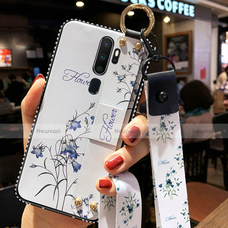 Silicone Candy Rubber Gel Flowers Soft Case Cover S01 for Oppo A11 White