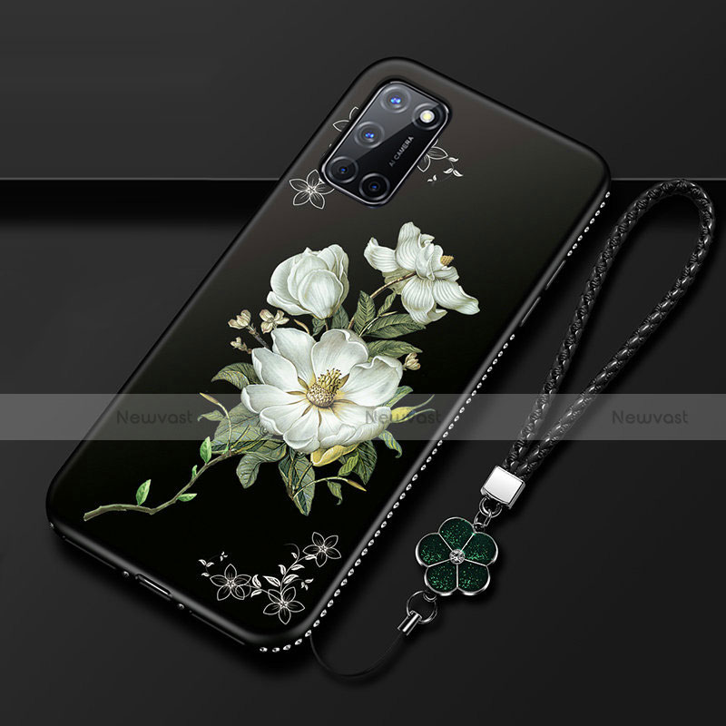 Silicone Candy Rubber Gel Flowers Soft Case Cover S01 for Oppo A72 White