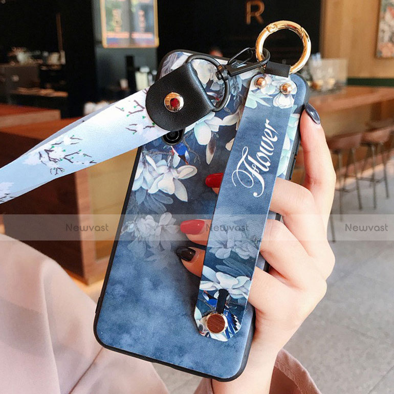 Silicone Candy Rubber Gel Flowers Soft Case Cover S01 for Oppo K5 Blue