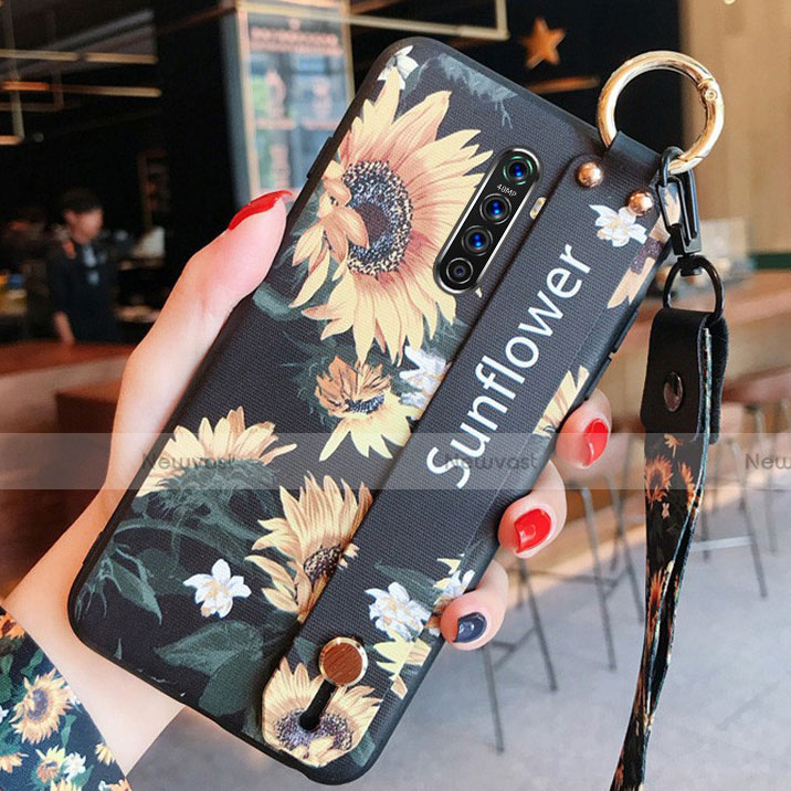 Silicone Candy Rubber Gel Flowers Soft Case Cover S01 for Oppo Reno Ace Yellow