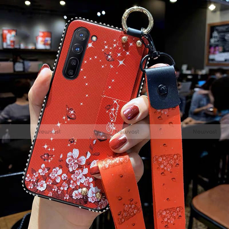 Silicone Candy Rubber Gel Flowers Soft Case Cover S01 for Oppo Reno3 Red