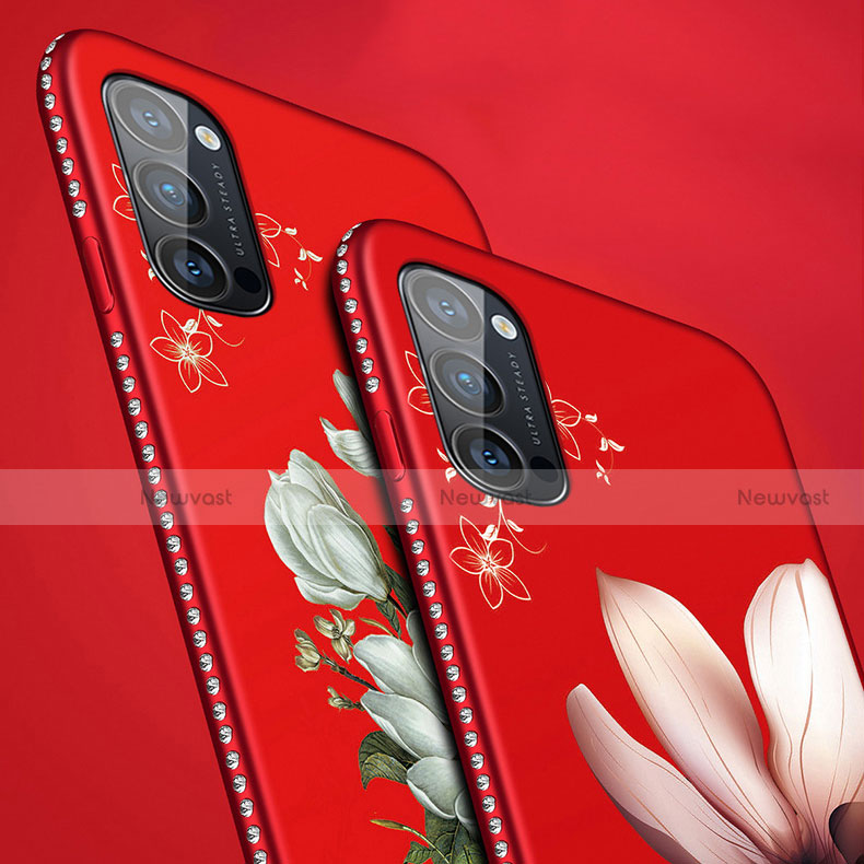 Silicone Candy Rubber Gel Flowers Soft Case Cover S01 for Oppo Reno4 5G