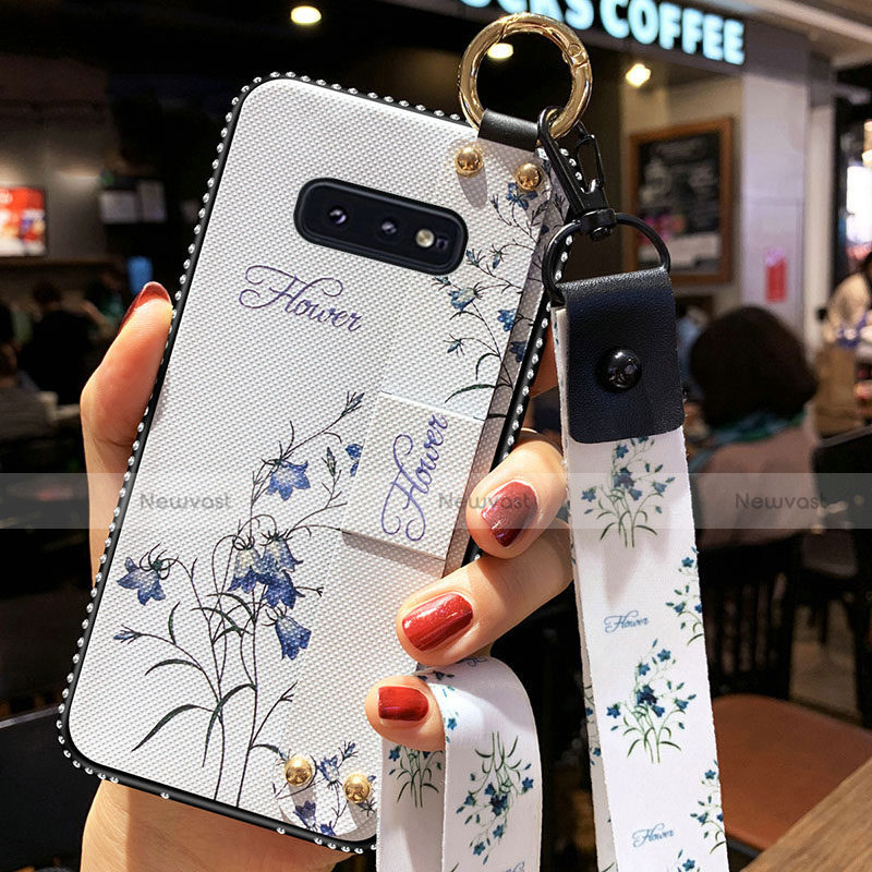 Silicone Candy Rubber Gel Flowers Soft Case Cover S01 for Samsung Galaxy S10e White