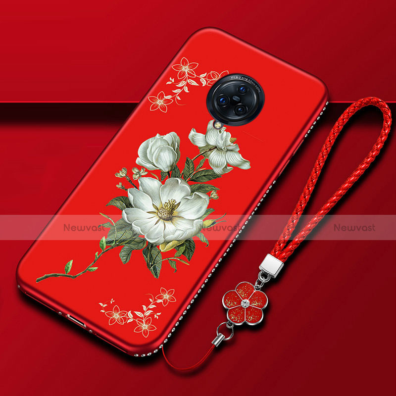 Silicone Candy Rubber Gel Flowers Soft Case Cover S01 for Vivo Nex 3 5G Red